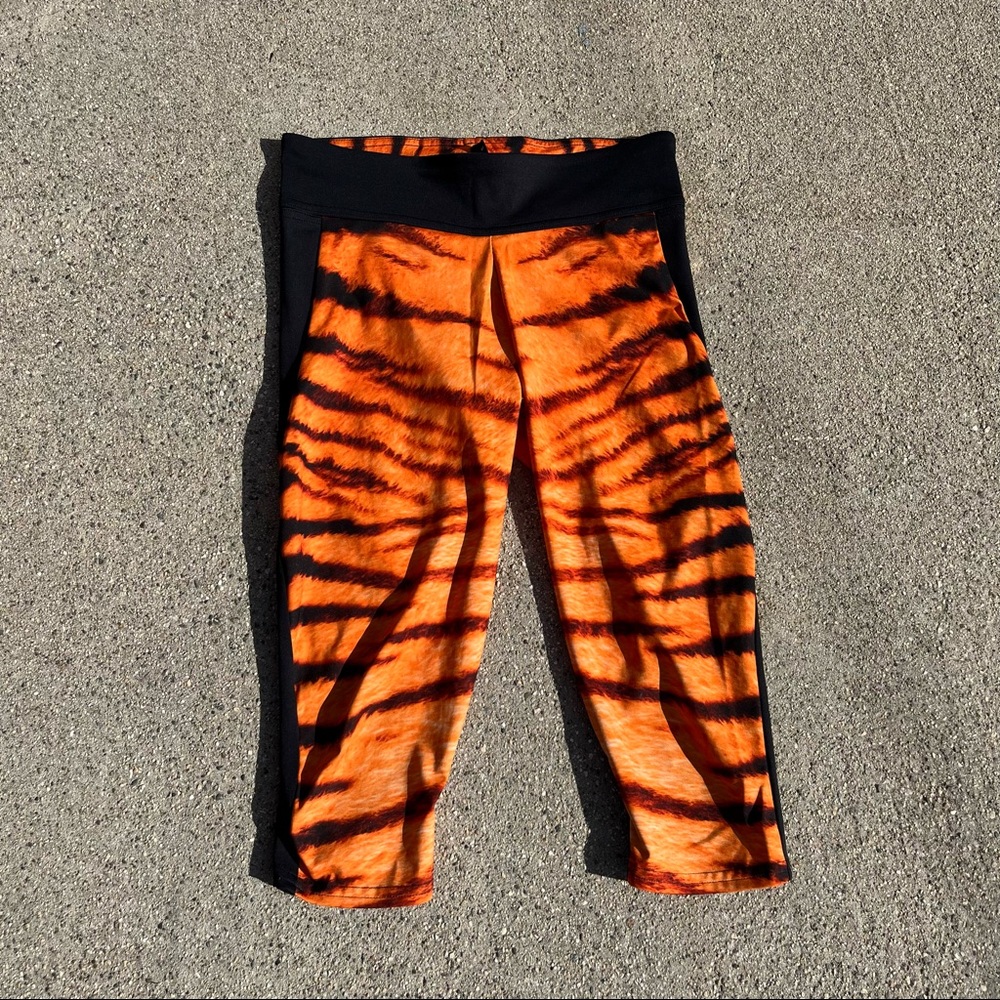 Black Milk orange tiger print biker short length leggings